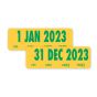 2023 Spee-D-Date™ Label January-December, Yellow, 100 per Roll, 365 Rolls per Set