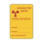 Hazard Label (Paper, Permanent) Radioactive Waste 3"x2" Yellow - 500 Labels per Roll