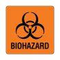 Hazard Label (Paper, Permanent) Biohazard 3"x3 Fluorescent Orange - 500 Labels per Roll
