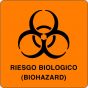 Hazard Label (Vinyl, Adhesive) Riesgo Biologico 3"x3 Fluorescent Orange - 1000 Labels per Roll