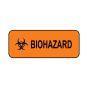 Hazard Label (Paper, Permanent) Biohazard  2 1/4"x7/8" Fluorescent Orange - 1000 Labels per Roll