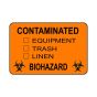 Hazard Label (Paper, Permanent) Contaminated []  3"x2" Fluorescent Orange - 500 Labels per Roll