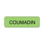 Lab Communication Label (Paper, Permanent) Coumadin  1 1/4"x3/8" Fluorescent Green - 1000 per Roll
