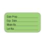 Lab Communication Label (Paper, Permanent) Date Prep. ___  1 5/8"x7/8" Fluorescent Green - 1000 per Roll