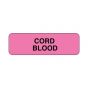 Lab Communication Label (Paper, Permanent) Cord Blood  1 1/4"x3/8" Fluorescent Pink - 1000 per Roll