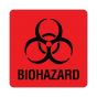 Hazard Label (Paper, Permanent) Biohazard 3"x3 Fluorescent Red - 500 Labels per Roll