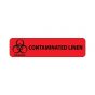 Hazard Label (Paper, Permanent) Biohazard Contaminated  4"x1" Fluorescent Red - 500 Labels per Roll