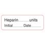 Label Paper Permanent Heparin ___ Units  1 1/2"x1/2" White with Red 1000 per Roll