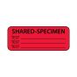 Lab Communication Label (Paper, Permanent) ShaRed-specimen  2 1/4"x7/8" Fluorescent Red - 1000 per Roll