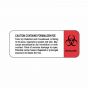 Hazard Label (Paper, Permanent) Caution Contains  2 1/4"x7/8" White with Red - 1000 Labels per Roll