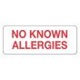 Label Paper Permanent No Known Allergies 2 1/4" x 7/8", White, 1000 per Roll