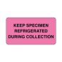 Lab Communication Label (Paper, Permanent) Keep Specimen  3"x1 5/8" Fluorescent Pink - 1000 per Roll
