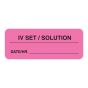 IV Label Paper Permanent IV Set / Solution  2 1/4"x7/8" Fl. Pink 1000 per Roll