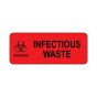 Hazard Label (Paper, Permanent) Biohazard Infectious  5"x2" Fluorescent Red - 250 Labels per Roll