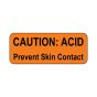 Hazard Label (Paper, Permanent) Caution: Acid  2 1/4"x7/8" Fluorescent Orange - 1000 Labels per Roll
