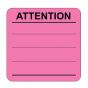 LABEL PAPER PERMANENT ATTENTION ---------- ,1 7/8" X 1 7/8", FL. PINK, 1000 PER ROLL