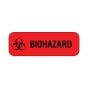 Hazard Label (Paper, Permanent) Biohazard  1 1/2"x1/2" Fluorescent Red - 1000 Labels per Roll