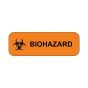 Hazard Label (Paper, Permanent) Biohazard  1 1/2"x1/2" Fluorescent Orange - 1000 Labels per Roll
