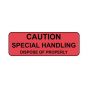 Hazard Label (Paper, Permanent) Caution Special  2 7/8"x7/8" Fluorescent Red - 1000 Labels per Roll