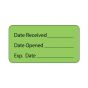 Lab Communication Label (Paper, Permanent) Date Received  1 5/8"x7/8" Fluorescent Green - 1000 per Roll