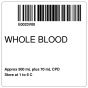 ISBT 128 Label (Synthetic, Permanent) "Whole Blood" 2"x2" White - 500 per Roll