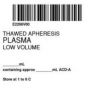 ISBT 128 Label (Synthetic, Permanent) "Thawed Apheresis'' 2"x2" White - 500 per Roll