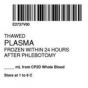ISBT 128 Label (Synthetic, Permanent) "Thawed Plasma Frozen'' 2"x2" White - 500 per Roll