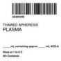 ISBT 128 Label (Synthetic, Permanent) "Thawed Aphersis'' 2"x2" White - 500 per Roll