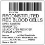 Label, ISBT 128, Synthetic, Permanent, Reconstituted Red Blood Cells, 2" X 2", White, 500 per Roll