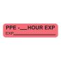 PPE ___ Hour Expiration Label Paper Permanent, 1" Core, 1-1/4" x 5/16" Fluorescent Red, 760 per Roll