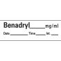 Anesthesia Tape with Date, Time & Initial (Removable) Benadryl mg/ml 1/2" x 500" - 333 Imprints - White - 500 Inches per Roll