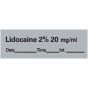 Anesthesia Tape with Date, Time & Initial (Removable) Lidocaine 2% 20 mg/ml 1/2" x 500" - 333 Imprints - Gray - 500 Inches per Roll