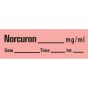 Anesthesia Tape with Date, Time & Initial (Removable) Norcuron mg/ml 1/2" x 500" - 333 Imprints - Fluorescent Red - 500 Inches per Roll
