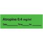 Anesthesia Tape with Date, Time & Initial (Removable) Atropine 0.4 mg/ml 1/2" x 500" - 333 Imprints - Green - 500 Inches per Roll