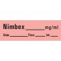 Anesthesia Tape with Date, Time & Initial (Removable) Nimbex mg/ml Date 1/2" x 500" - 333 Imprints - Fluorescent Red - 500 Inches per Roll