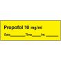 Anesthesia Tape with Date, Time & Initial (Removable) Propofol 10 mg/ml 1 Core 1/2" x 500" - 333 Imprints - Yellow - 500 Inches per Roll