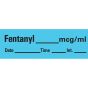 Anesthesia Tape with Date, Time & Initial (Removable) Fentanyl mcg/ml 1/2" x 500" - 333 Imprints - Blue - 500 Inches per Roll