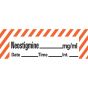 Anesthesia Tape with Date, Time & Initial (Removable) Neostigmine mg/ml 1/2" x 500" - 333 Imprints - White with Fluorescent Red - 500 Inches per Roll