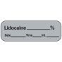 Anesthesia Label with Date, Time & Initial (Paper, Permanent) Lidocaine % 1 1/2" x 1/2" Gray - 600 per Roll