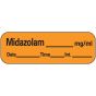 Anesthesia Label with Date, Time & Initial (Paper, Permanent) Midazolam mg/ml 1 1/2" x 1/2" Orange - 600 per Roll