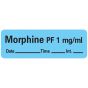 Anesthesia Label with Date, Time & Initial (Paper, Permanent) Morphine Pf 1" 1 1 1/2" x 1/2" Blue - 600 per Roll