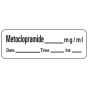 Anesthesia Label with Date, Time & Initial (Paper, Permanent) Metoclopramide 1 1/2" x 1/2" White - 600 per Roll
