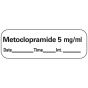 Anesthesia Label with Date, Time & Initial (Paper, Permanent) Metoclopramide 5 1 1/2" x 1/2" White - 600 per Roll