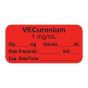 Anesthesia Label, with Expiration Date, Time & Initial (Paper, Permanent) "Vecuronium 1 mg/ml" 1-1/2" x 3/4", Fluorescent Red - 500 per Roll