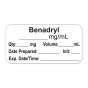 Anesthesia Label, with Expiration Date, Time & Initial (Paper, Permanent) "Benadryl mg/ml" 1-1/2" x 3/4" White - 500 per Roll