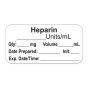 Anesthesia Label, with Expiration Date, Time & Initial (Paper, Permanent) "Heparin Units/ml" 1-1/2" x 3/4" White - 500 per Roll