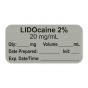 Anesthesia Label, with Expiration Date, Time & Initial (Paper, Permanent) "Lidocaine 2.0% 20 mg/ml" 1-1/2" x 3/4", Gray - 500 per Roll
