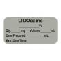 Anesthesia Label, with Expiration Date, Time & Initial (Paper, Permanent) "Lidocaine %" 1-1/2" x 3/4", Gray - 500 per Roll