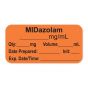 Anesthesia Label, with Expiration Date, Time & Initial (Paper, Permanent) "Midazolam mg/ml" 1-1/2" x 3/4", Orange, - 500 per Roll