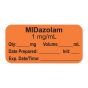Anesthesia Label, with Expiration Date, Time & Initial (Paper, Permanent) "Midazolam 1 mg/ml" 1-1/2" x 3/4", Orange, - 500 per Roll